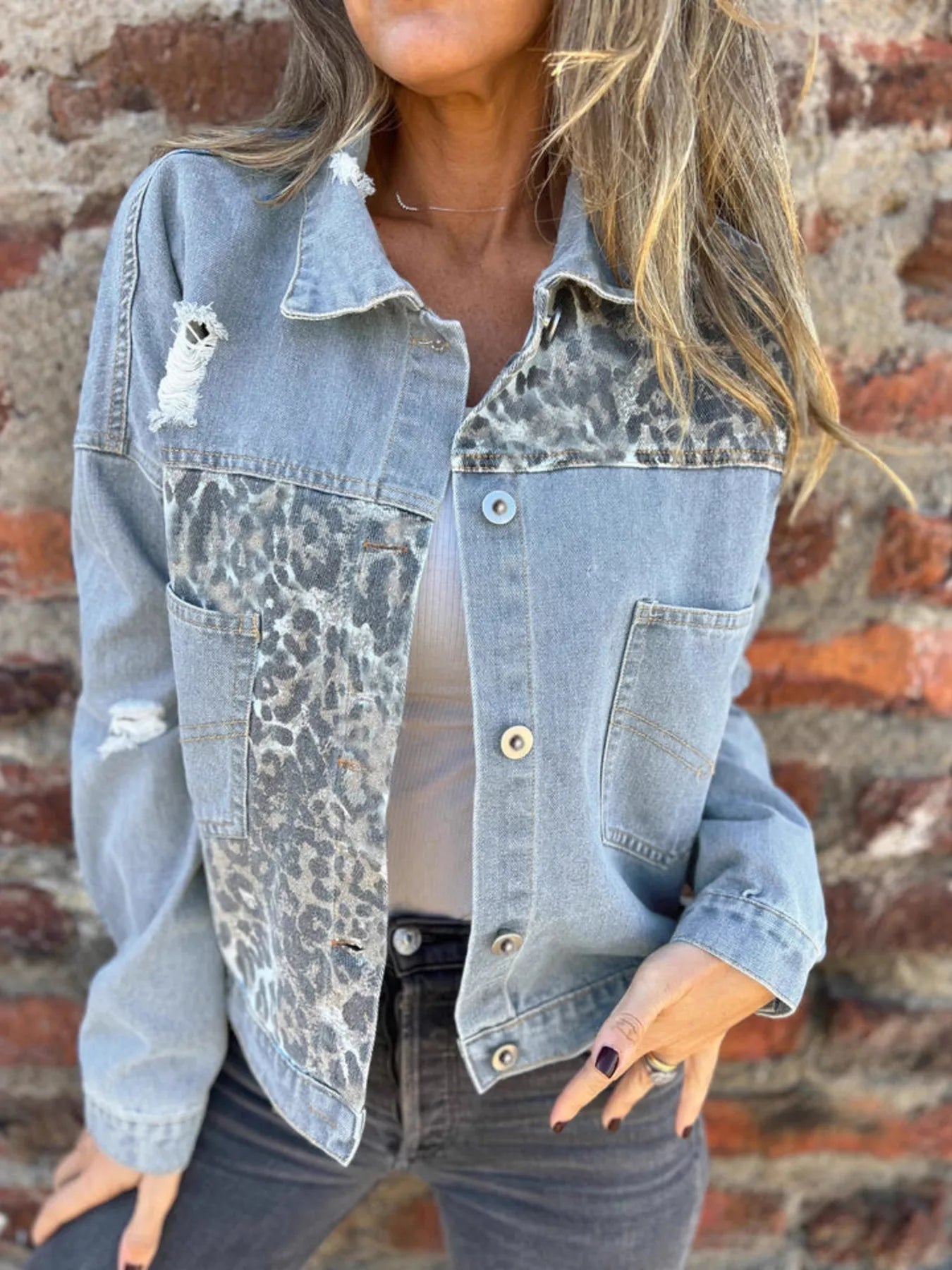Leopard Denim Jacket — view 3