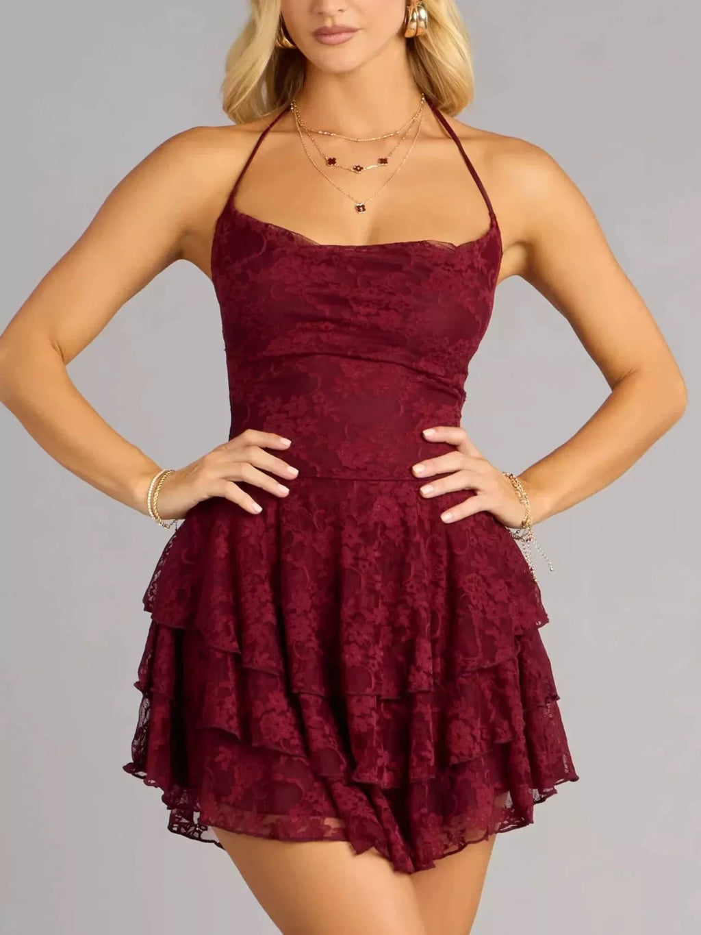 Lace Halter Mini Dress — view 3