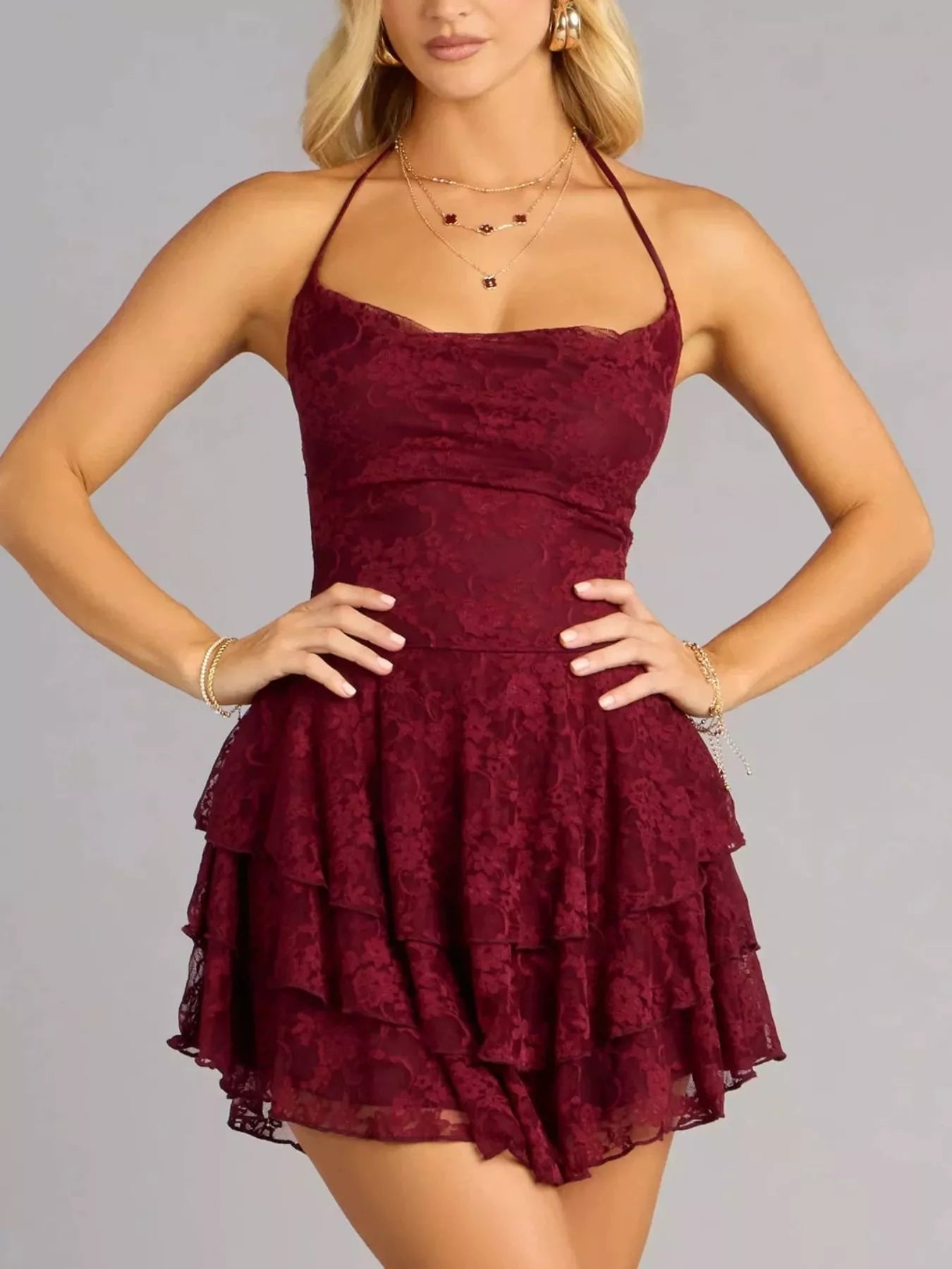 Lace Halter Mini Dress — view 3