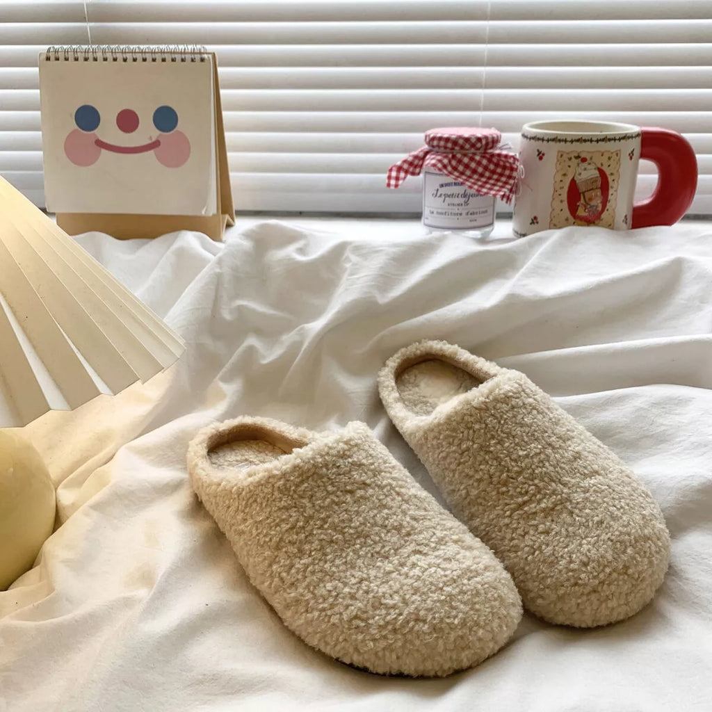 Round Toe Fuzzy Indoor Slippers — view 9