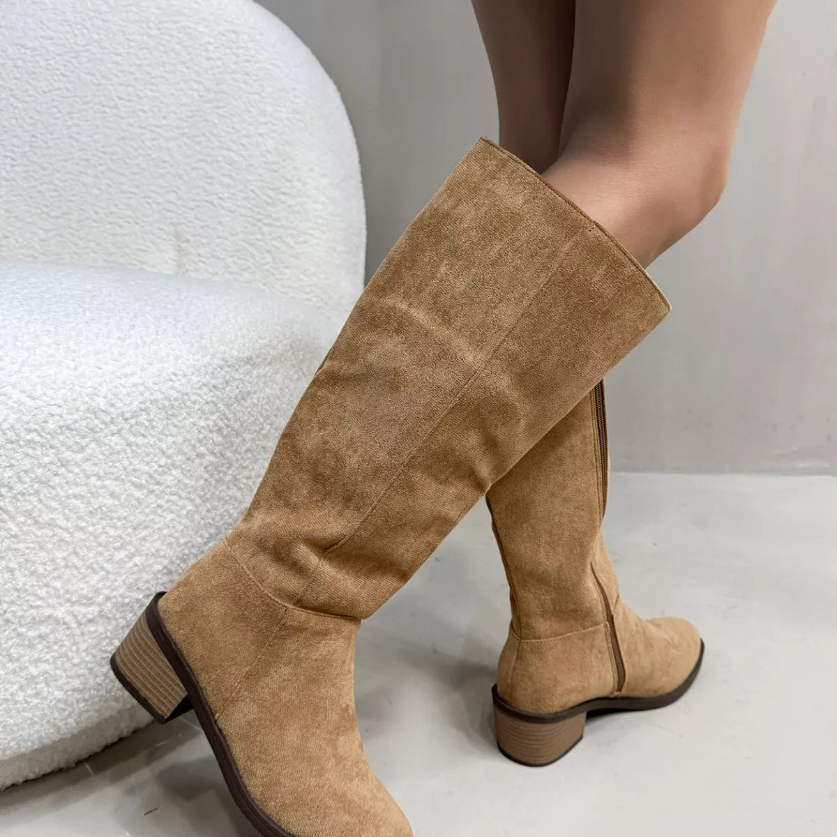 Round Toe Block Heels Boots — view 9