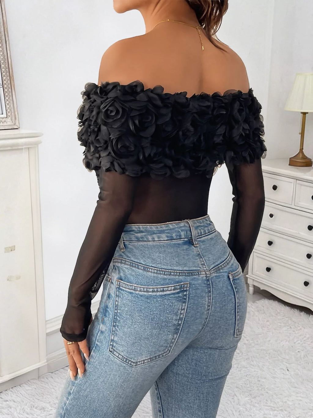 Flower Mesh Bodysuit — view 6