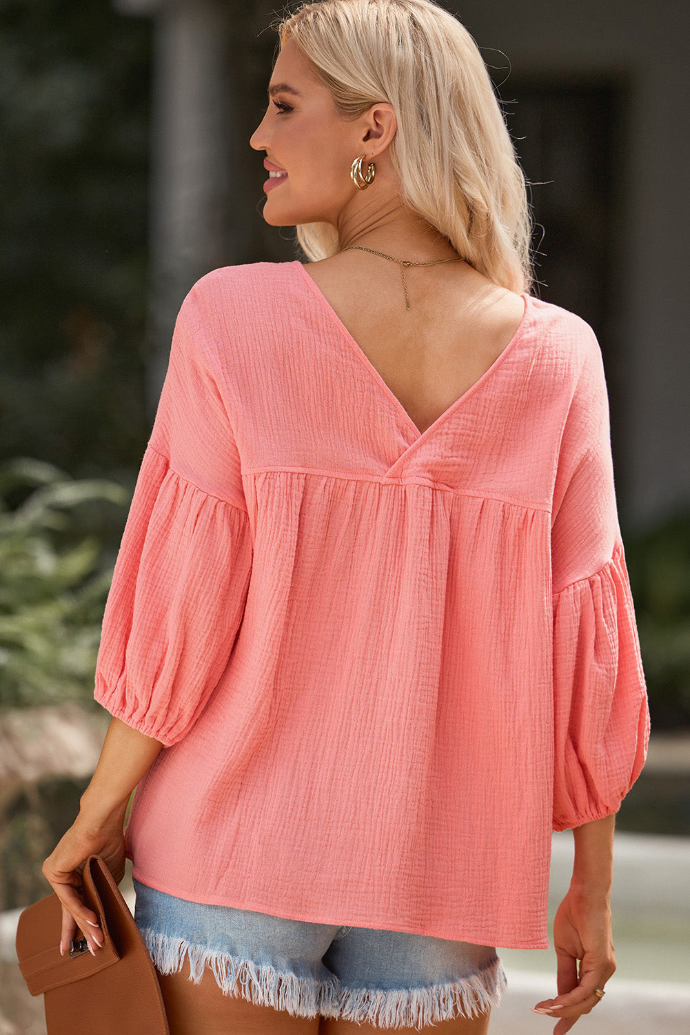 Dropped Shoulder V-Neck Blouse — view 2