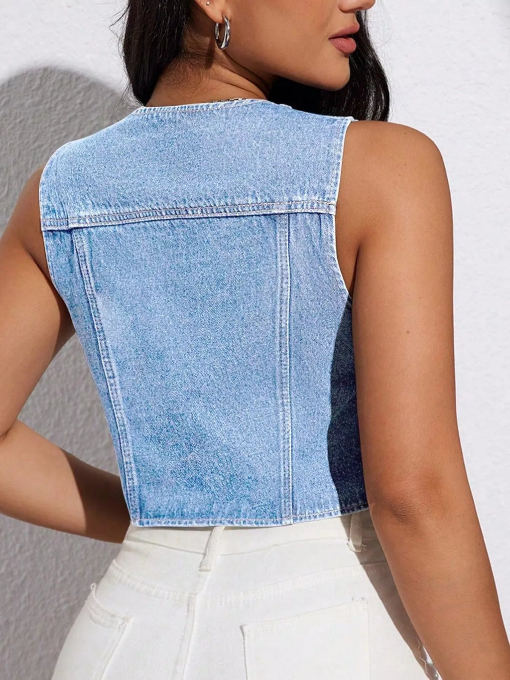 Tie-Front Denim Vest — view 5