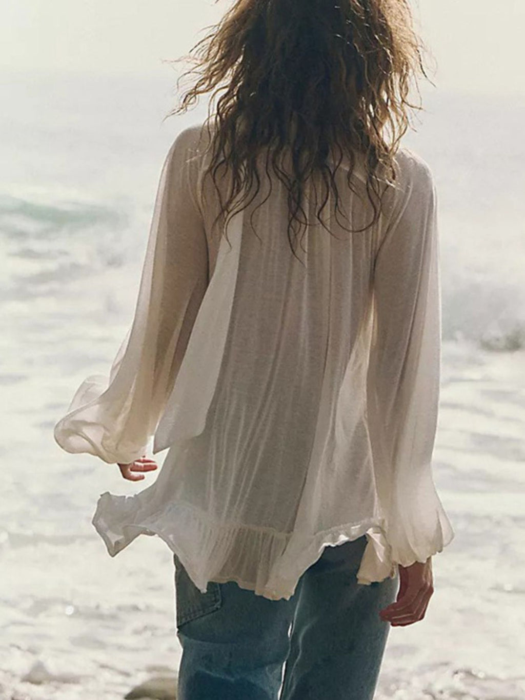 Sheer Ruffle Beach Cover-Up — view 6