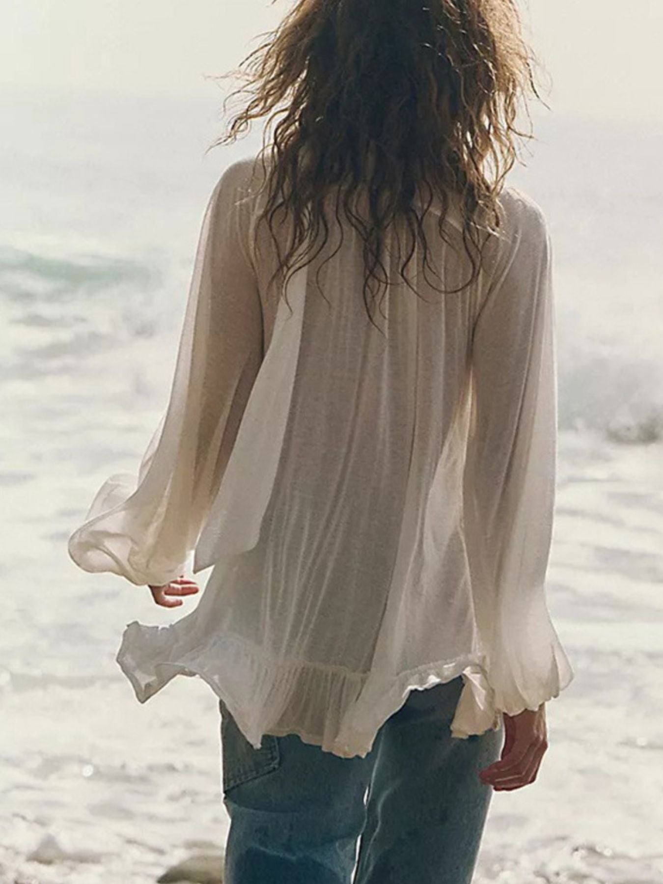 Sheer Ruffle Beach Cover-Up — view 6