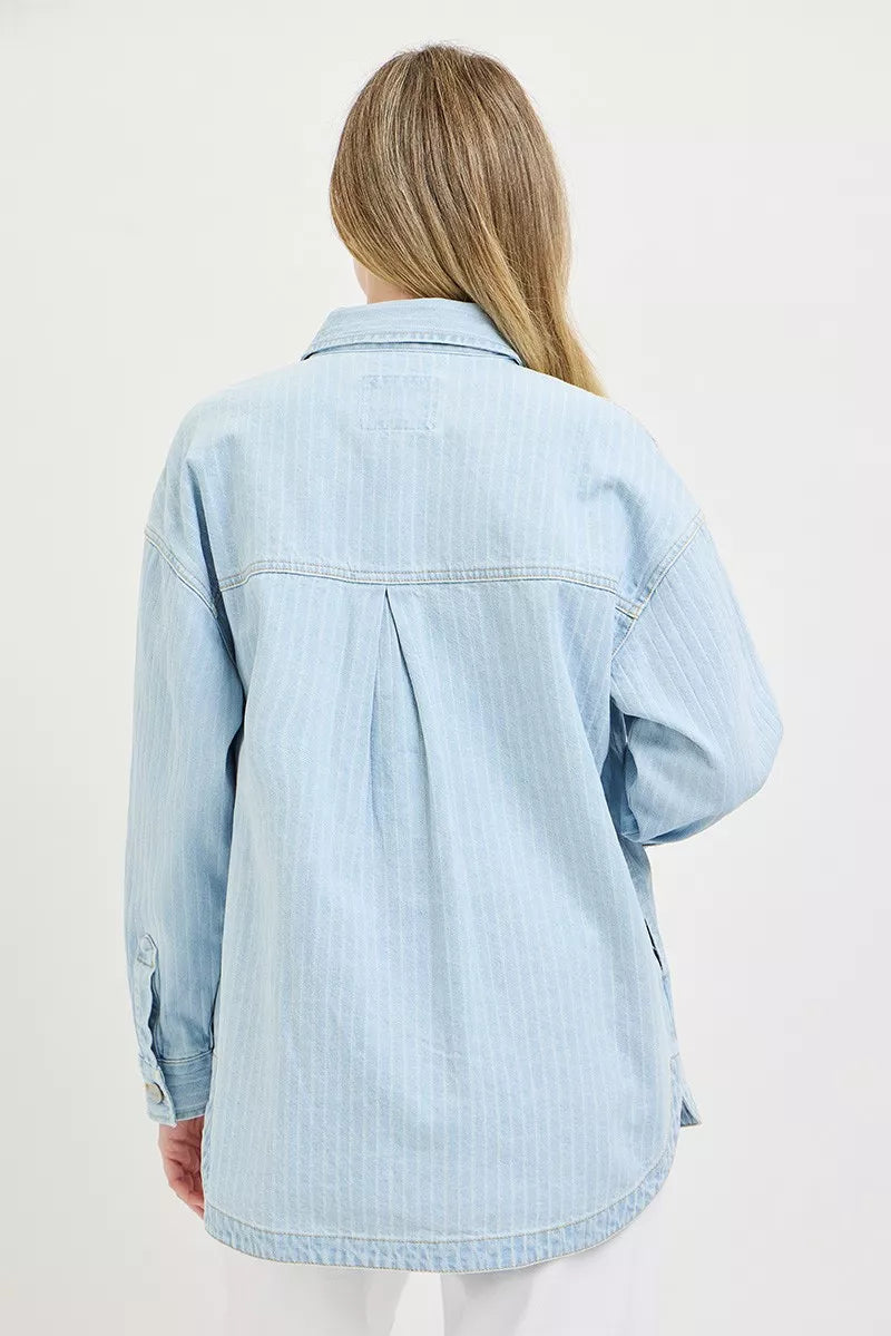 RISEN Stripe Denim Shaket — view 5