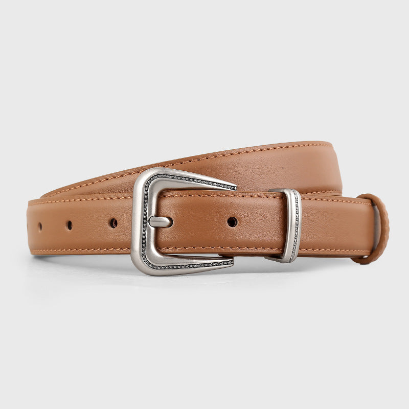 Silver Buckle Leather Belt — view 5