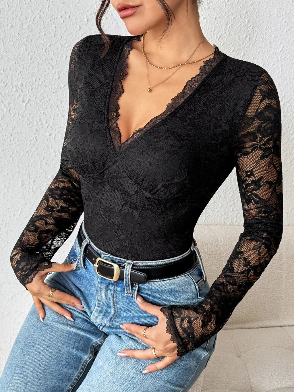 Lace Long Sleeve Bodysuit — view 4