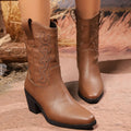 Point Toe Block Heels Boots — view 5
