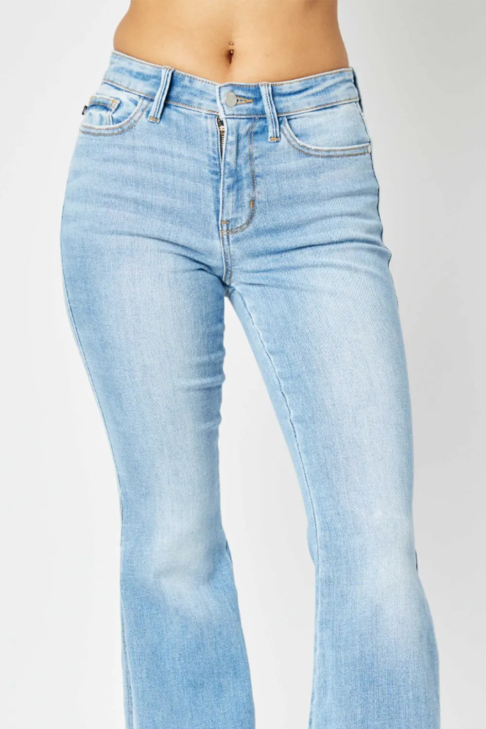 Raw Hem Slit Flare Jeans — view 2