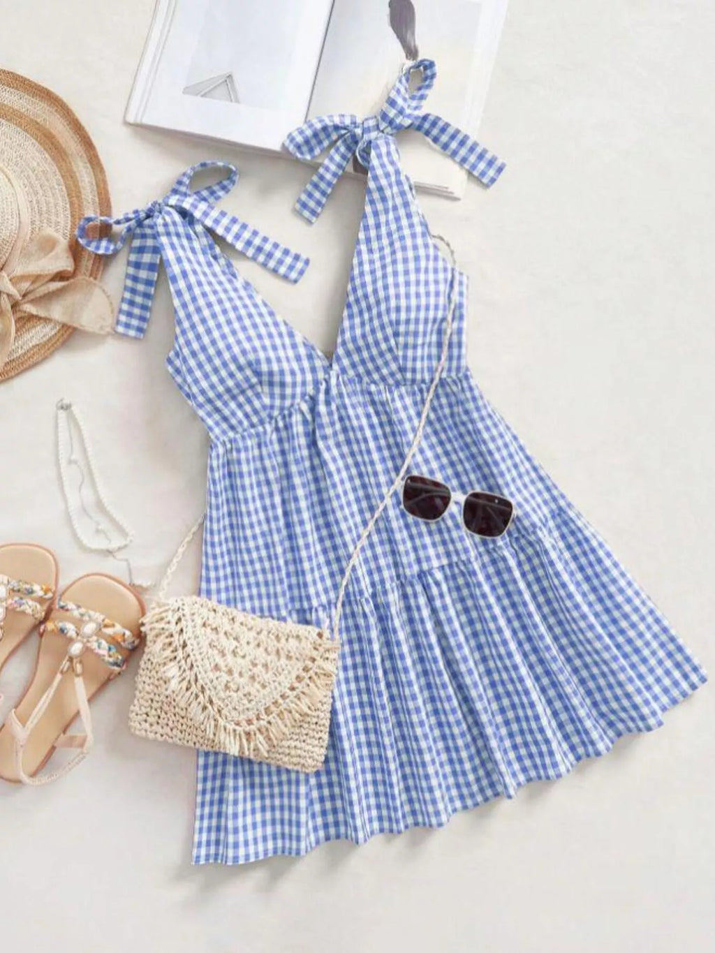 Gingham Ruffle Mini Dress — view 6