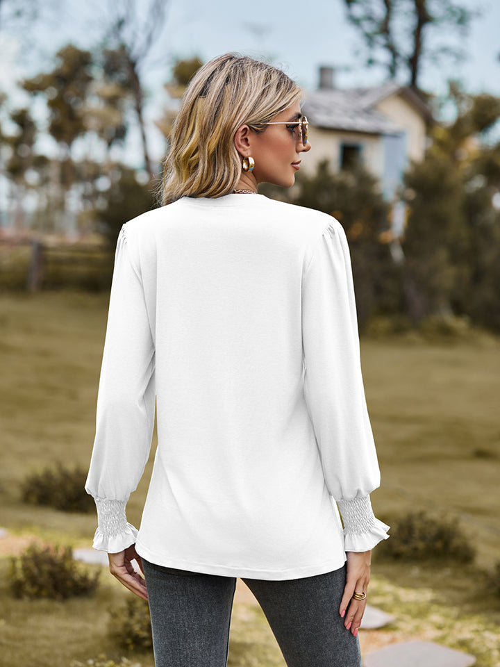 Notched Flounce Sleeve Blouse — view 6