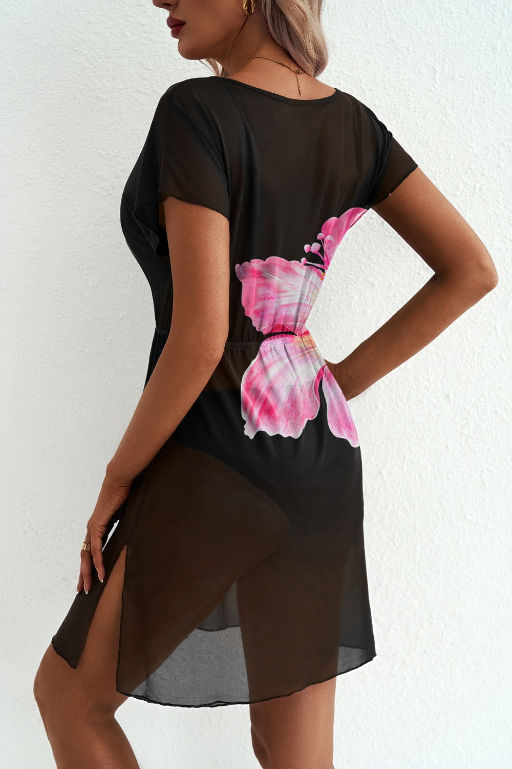 Floral V-Neck Beach Cover-Up — view 2