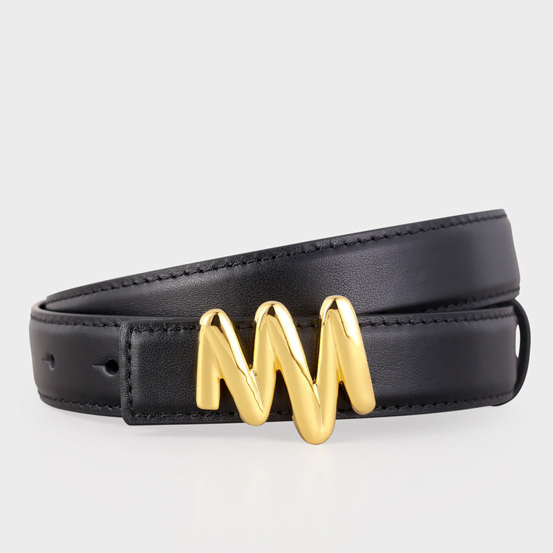 Gold Buckle Leather Belt — view 3