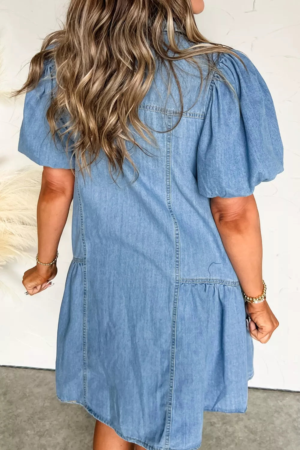 Puff Sleeve Ruffle Hem Dress — view 5
