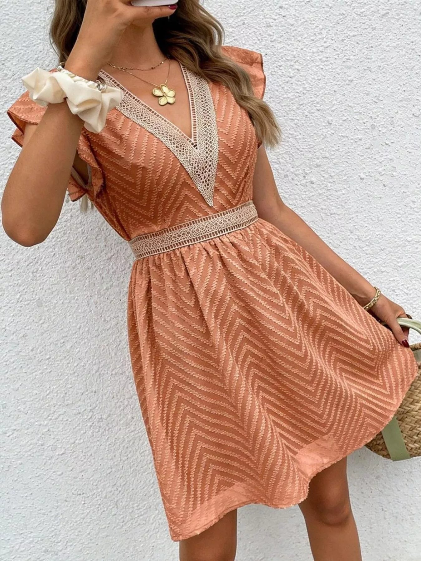 V-Neck Ruffle Mini Dress — view 24