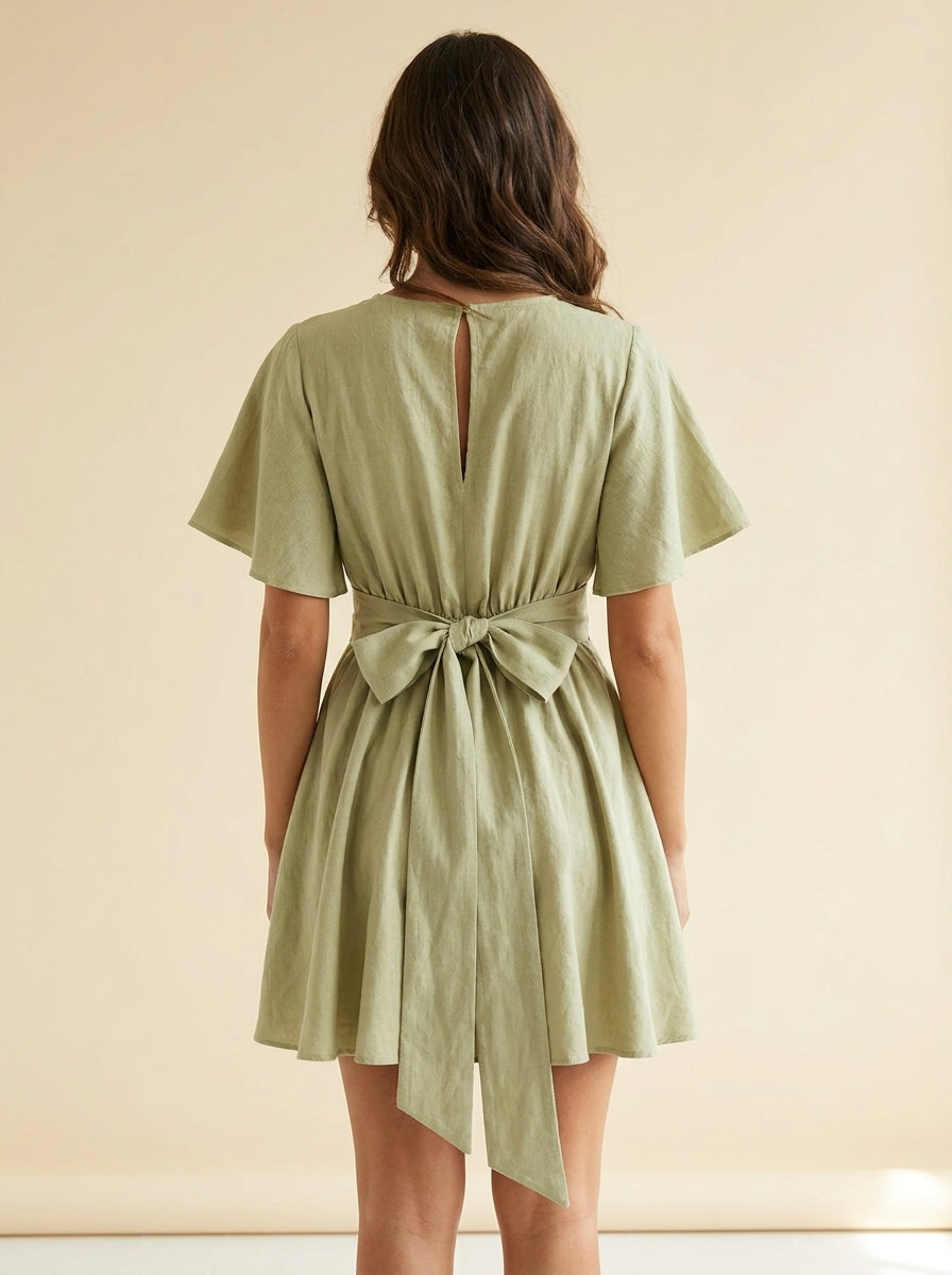 Twist Waist Mini Dress — Back