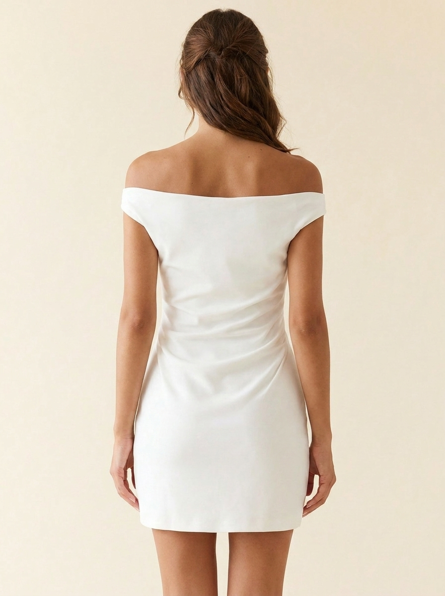 Off-Shoulder Draped Mini — Back