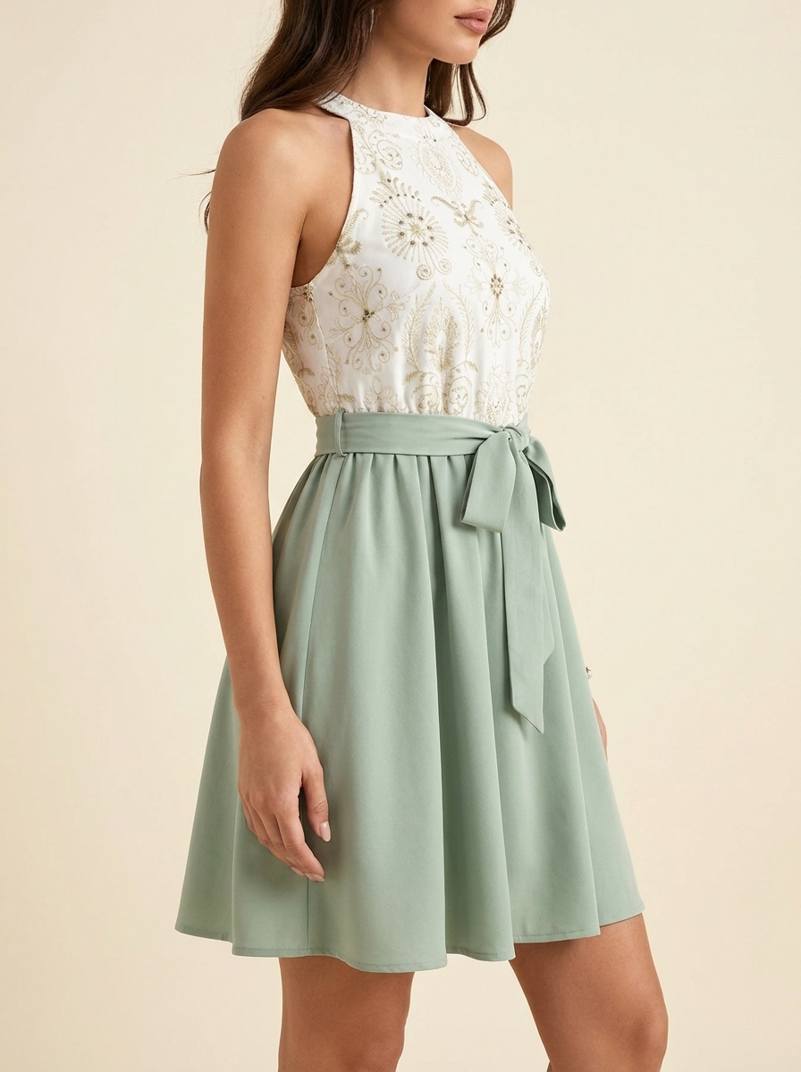 Tie Waist A-Line Dress — Side