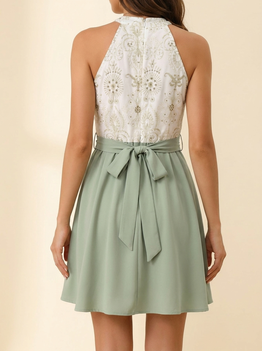 Tie Waist A-Line Dress — Back
