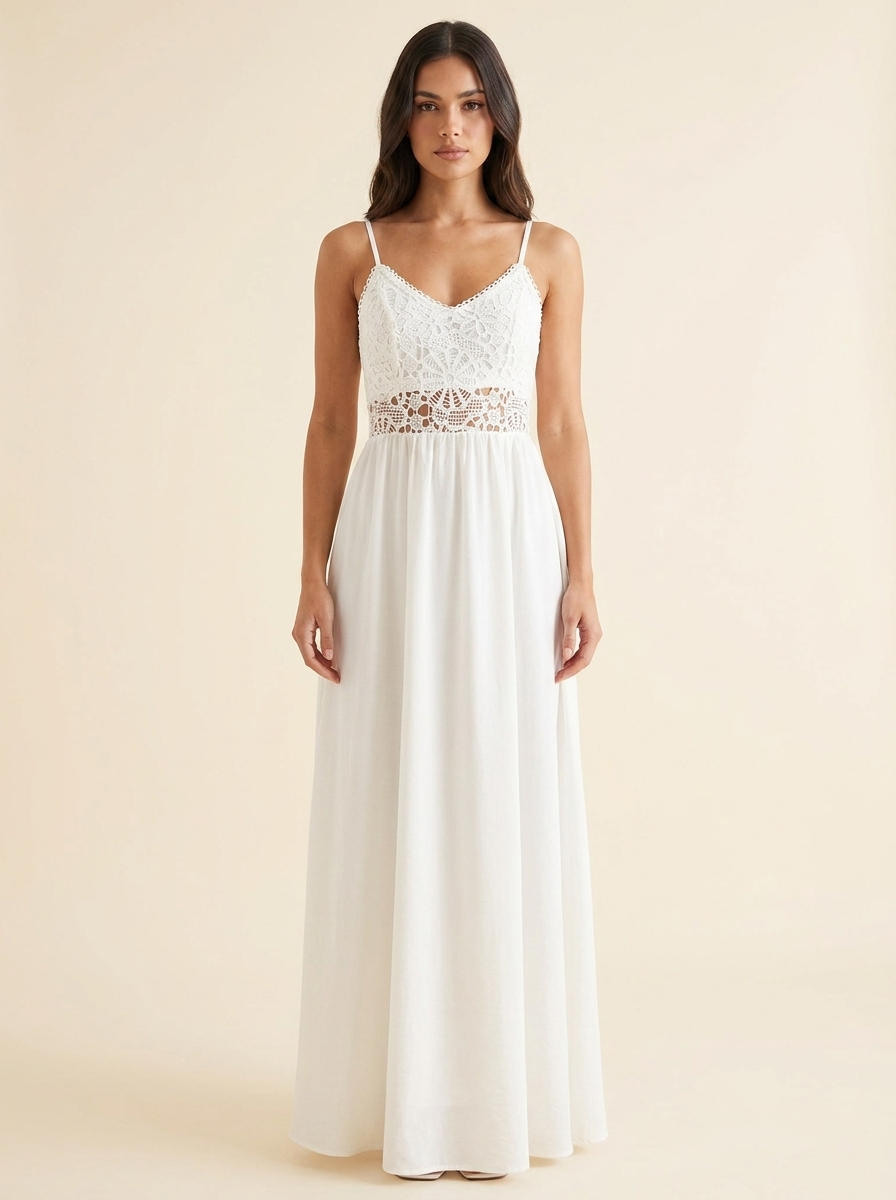 Lace V-Neck Maxi — Front