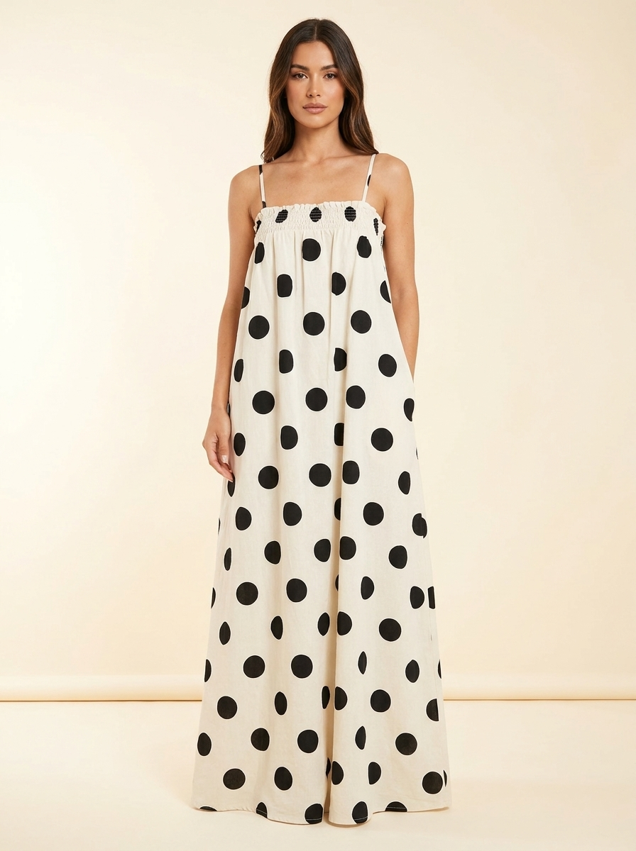 Polka Dot Maxi Dress — Front