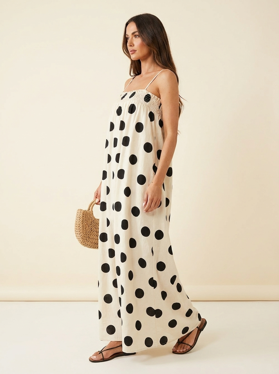 Polka Dot Maxi Dress — Side