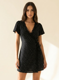 Polka Dot Wrap Dress — Front