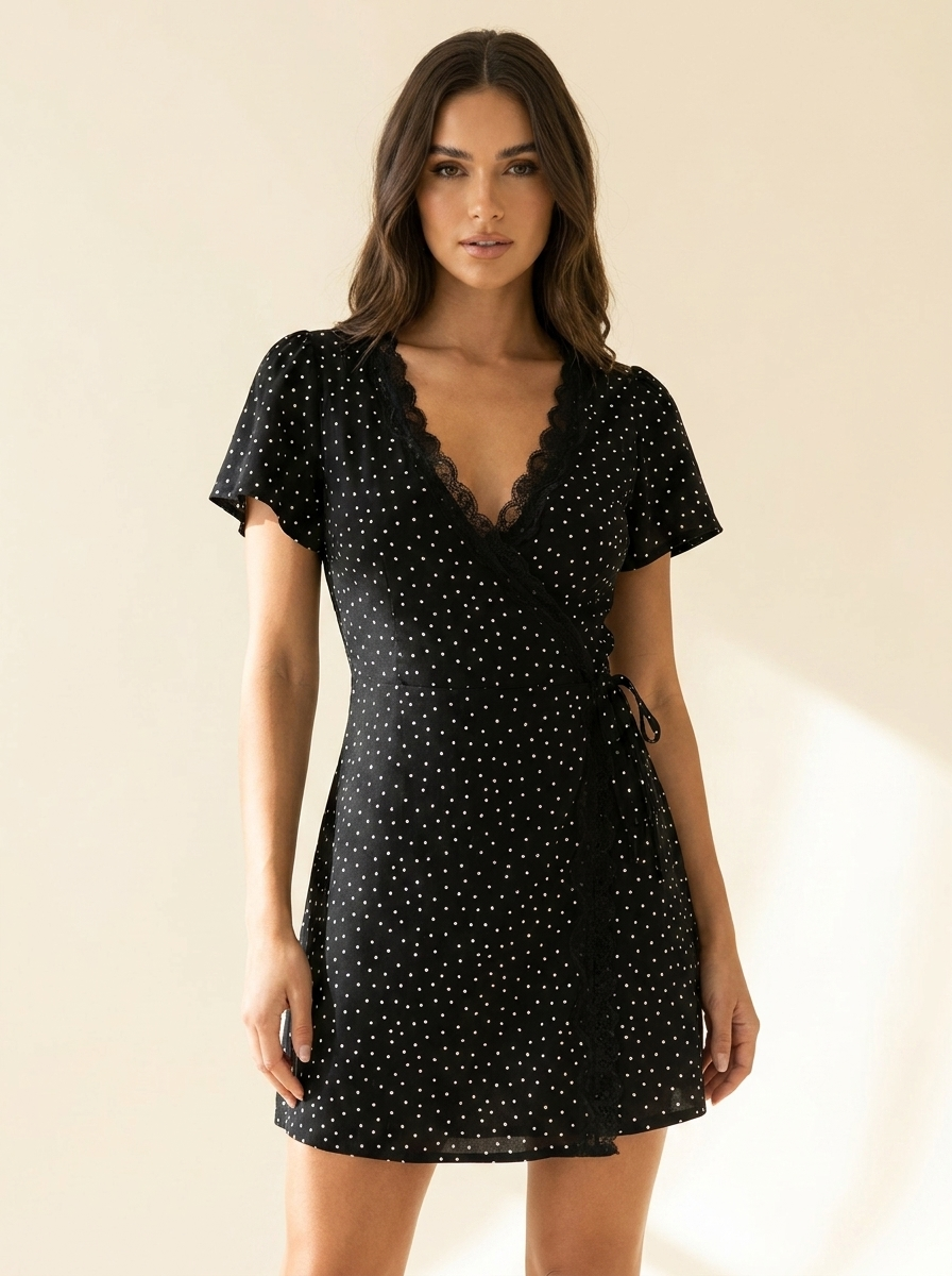 Polka Dot Wrap Dress — Front