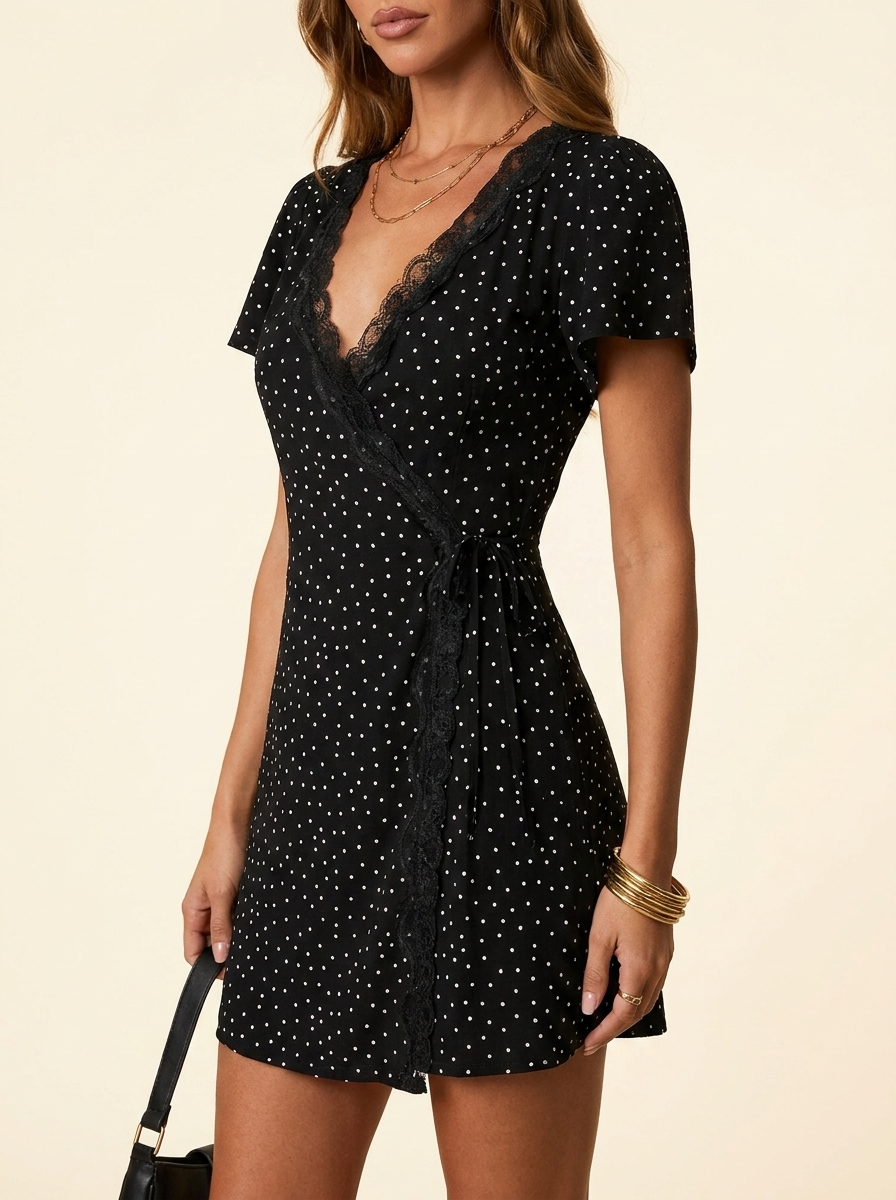 Polka Dot Wrap Dress — Side