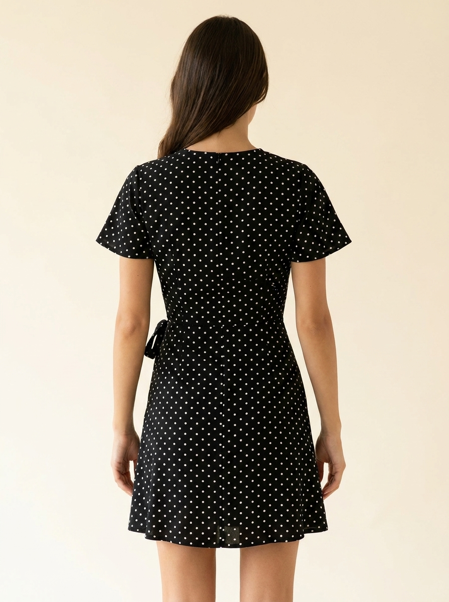 Polka Dot Wrap Dress — Back