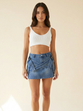 Criss-Cross Mini Skirt — Blue front