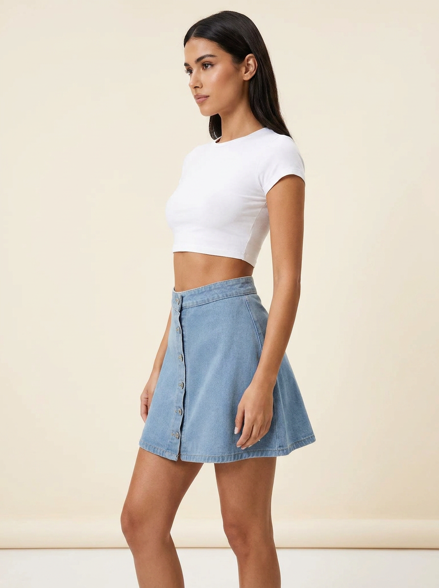 A-Line Denim Skirt — Light Blue side