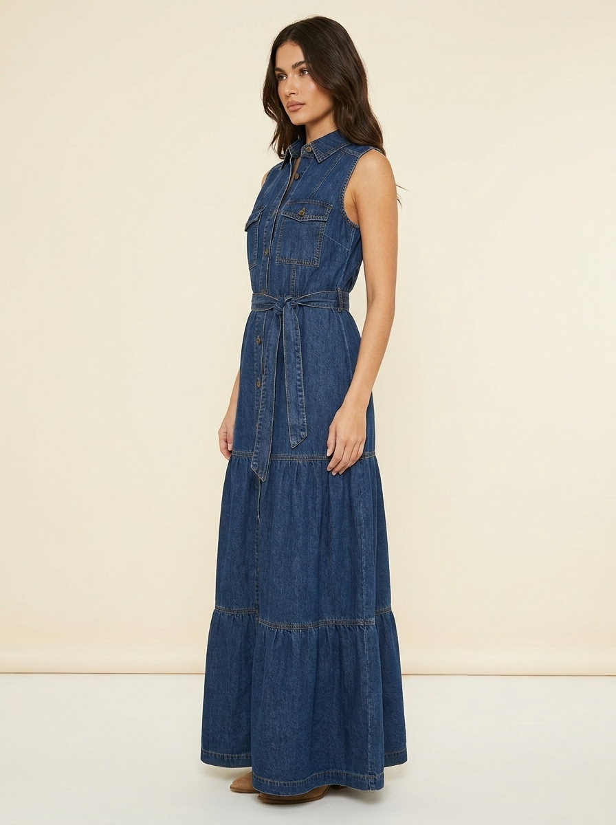 Sleeveless Denim Dress — side