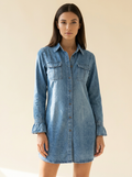 Long Sleeve Denim Dress — front