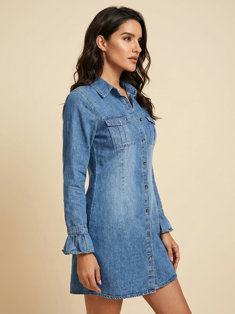 Long Sleeve Denim Dress — side