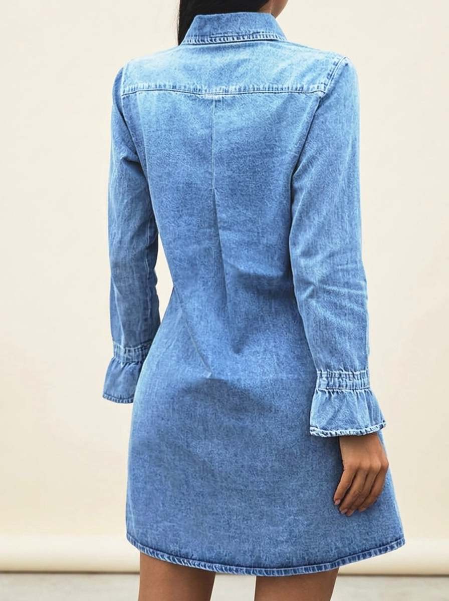 Long Sleeve Denim Dress — back