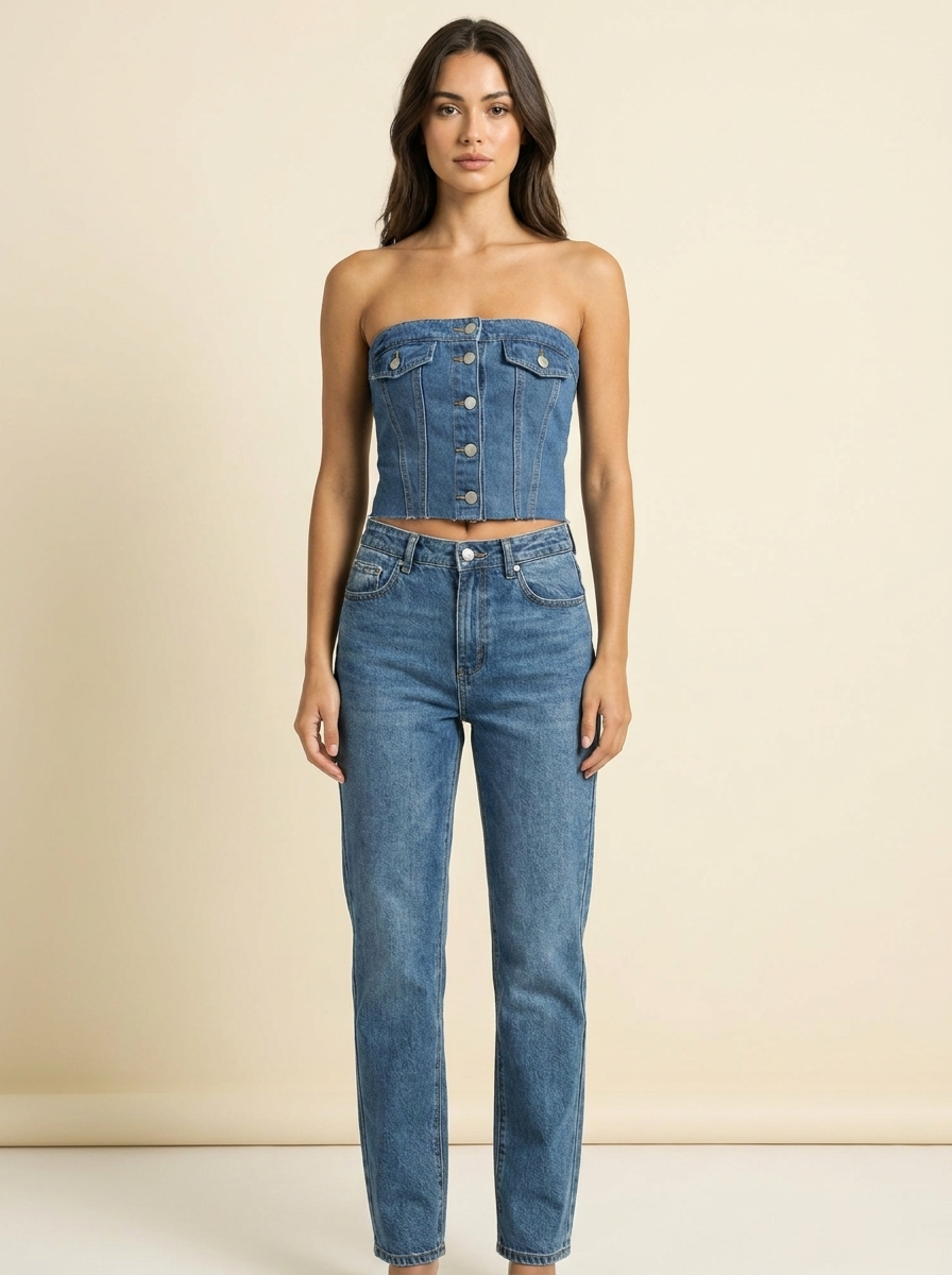Button-Front Tube Top — front