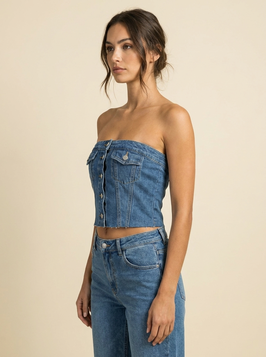 Button-Front Tube Top — side