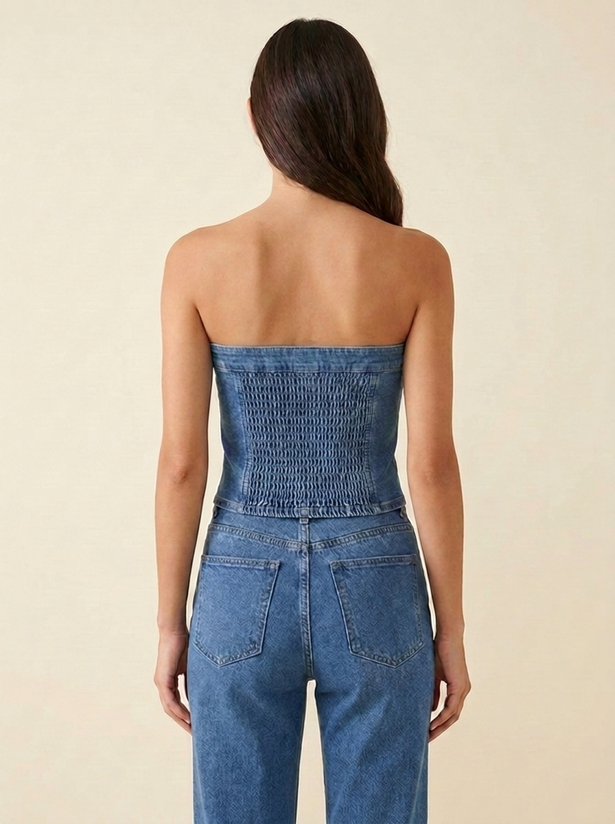 Button-Front Tube Top — back