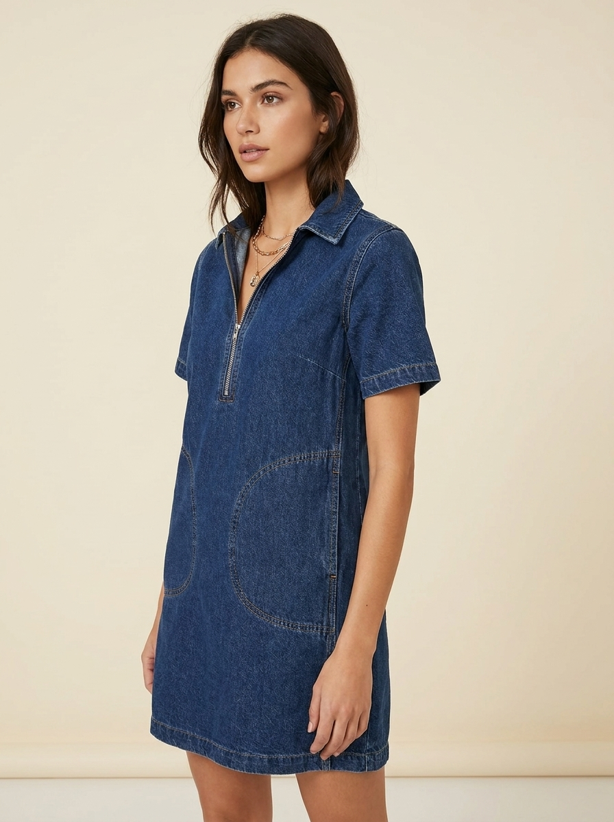 Zip-Up Shift Mini Dress — side