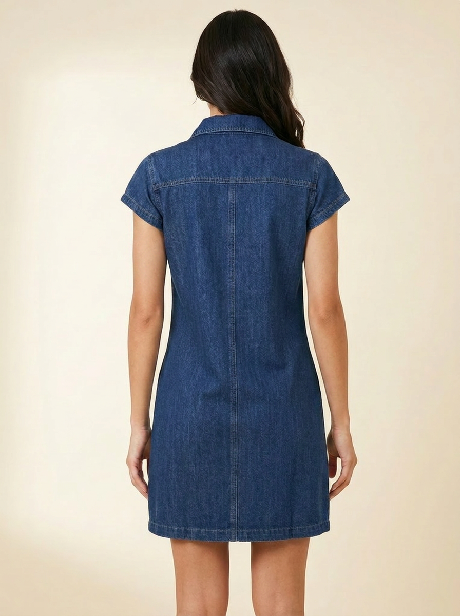 Zip-Up Shift Mini Dress — back