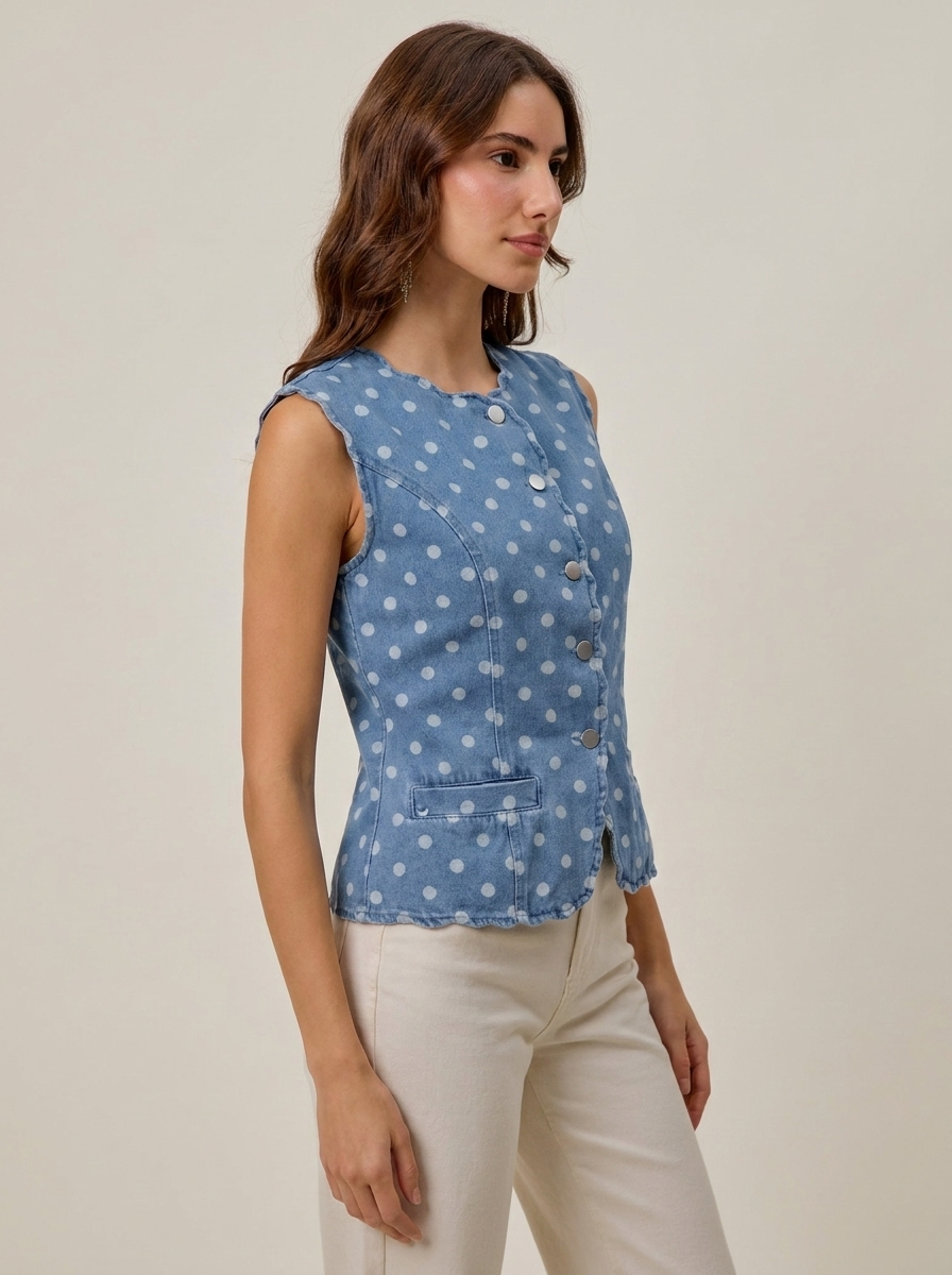 Polka Dot Vest Top - view 2