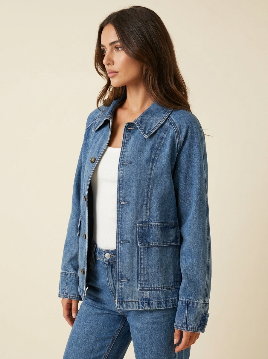 Raglan Sleeve Denim Jacket - view 2