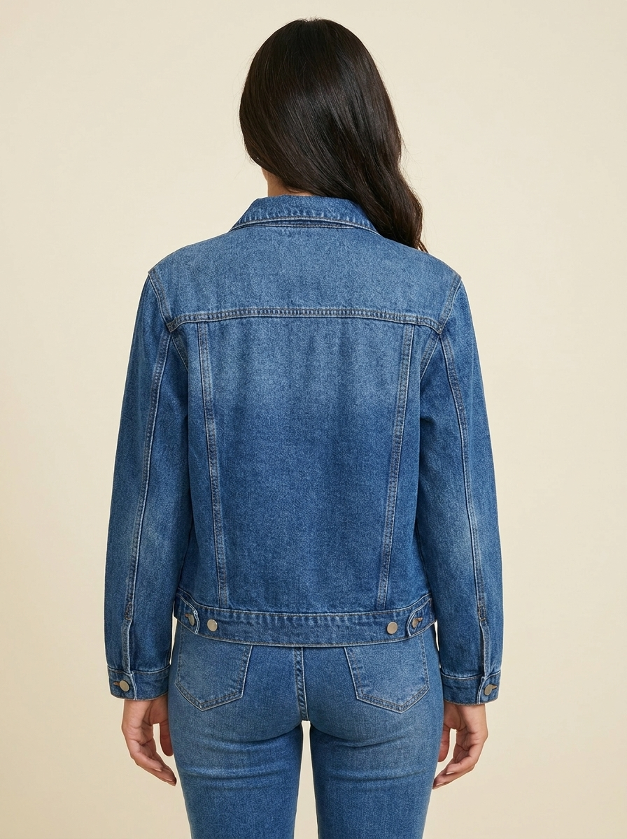 Button-Up Denim Jacket - Blue back
