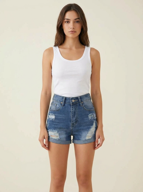 Distressed Denim Shorts - view 1