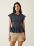 Smocked Peplum Top - view 1