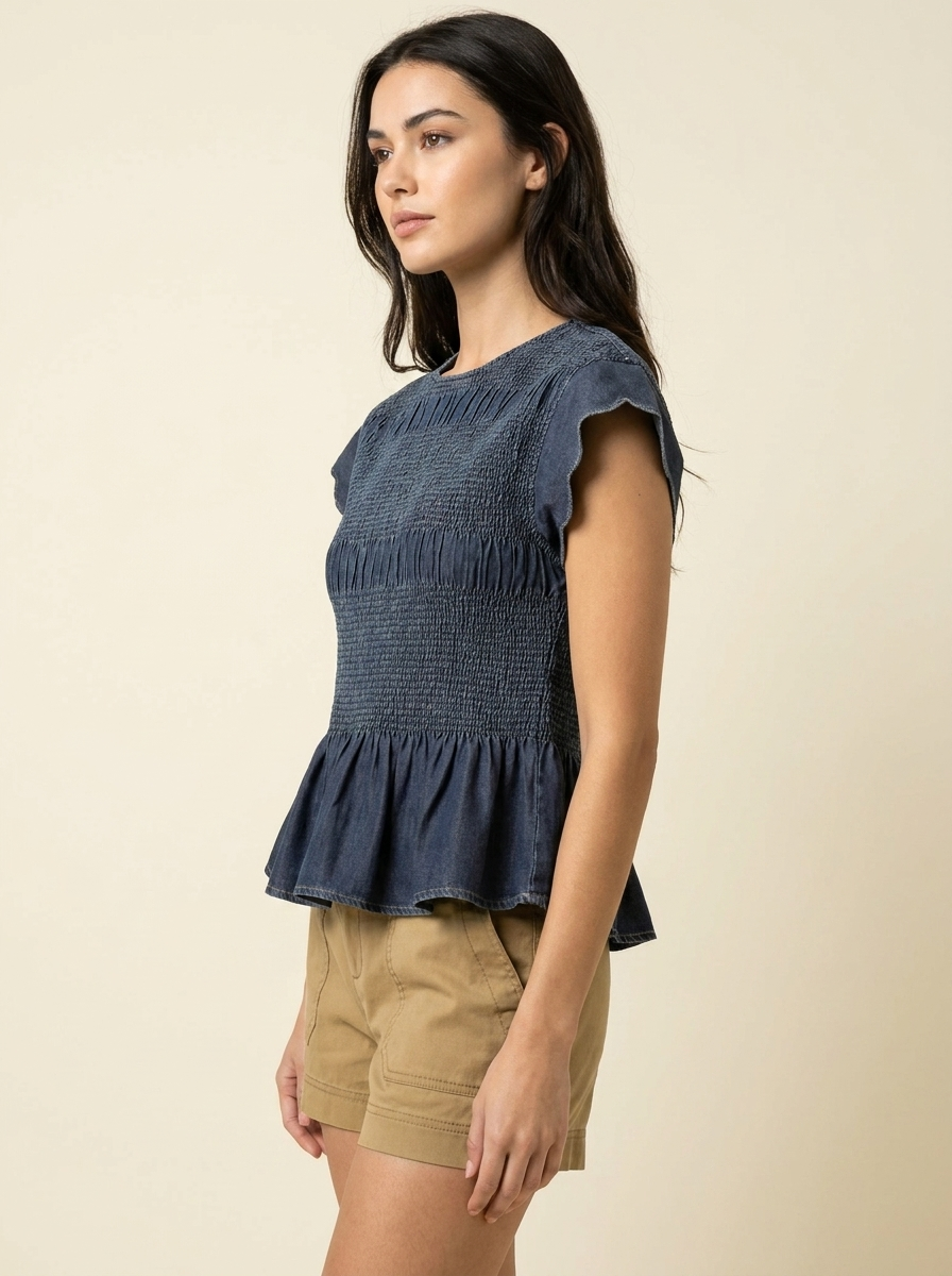 Smocked Peplum Top - view 2