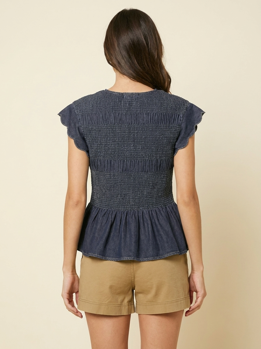 Smocked Peplum Top - view 3